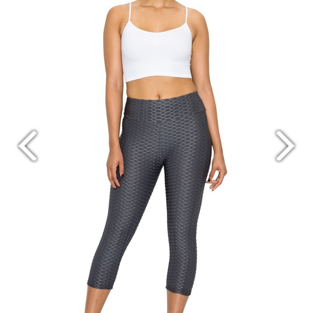 Gray Textured Leggings
